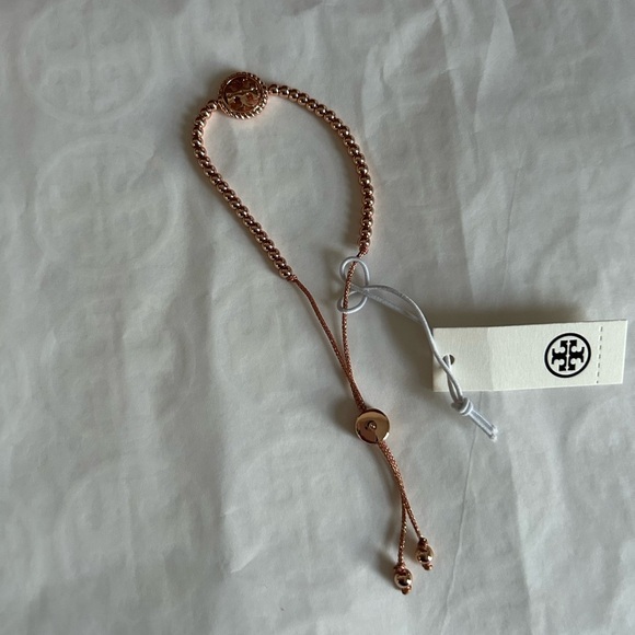 Tory Burch Rope Logo Slider Bracelet Rose Gold - Picture 3 of 6